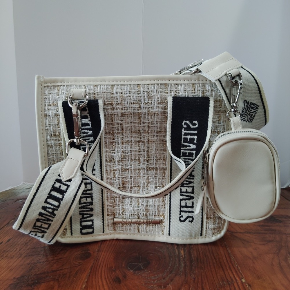 STEVE MADDEN BWEBBER  Ivory/Gold CROSSBODY Bag Purse NWOT